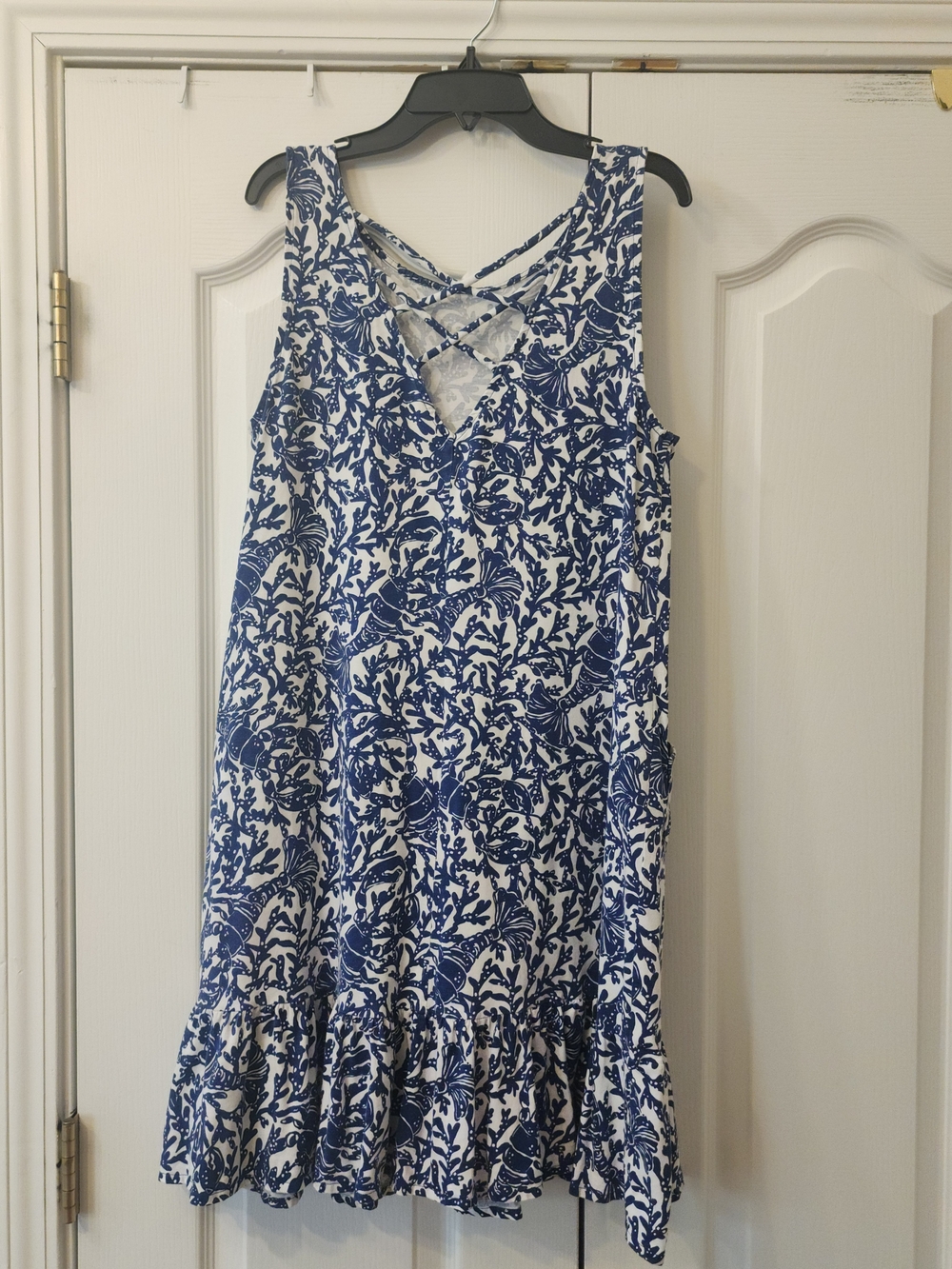 Lilly Pulitzer Summer Dress "Krillin It" Navy White Lobster  Medium [EB6]